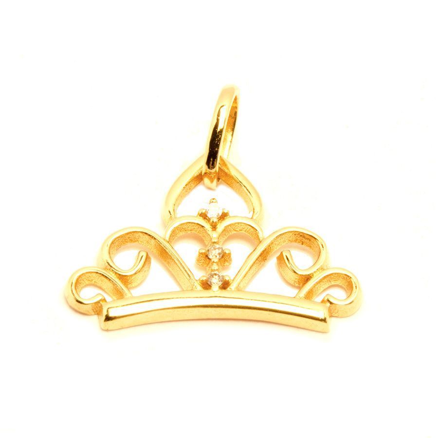 Pingente Coroa com Brilhante em Ouro 18 Kilates - 21223
